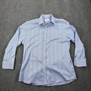 Charles Tyrwhitt Non Iron Slim Fit Dress Shirt Blue Plaid Men’s 16.5 33